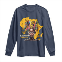 Education Is Freedom Long Sleeve Shirt Black Teacher Books Black History Month