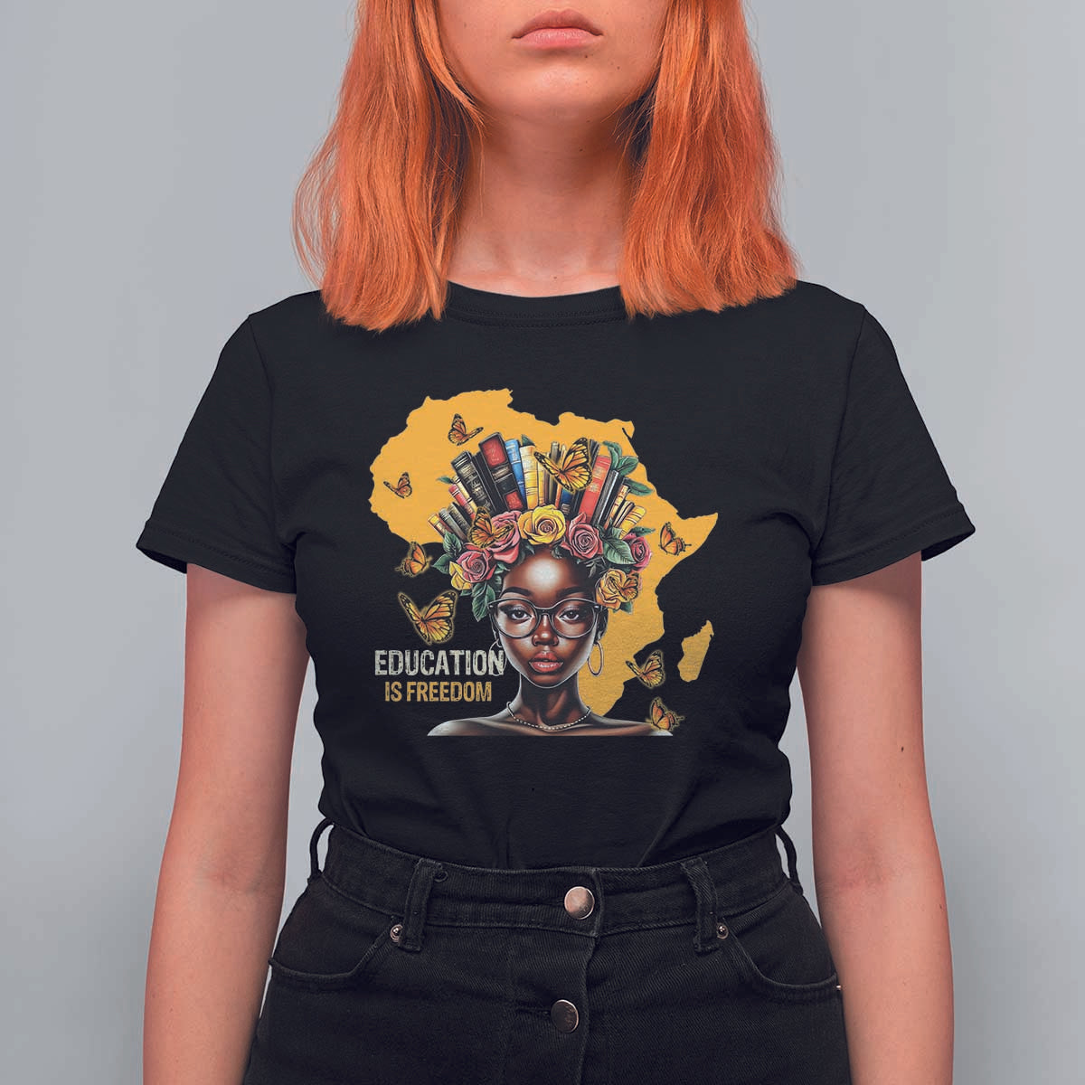 Education Is Freedom T Shirt For Women Black Teacher Books Black History Month
