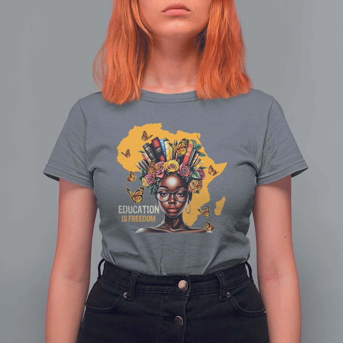 Education Is Freedom T Shirt For Women Black Teacher Books Black History Month