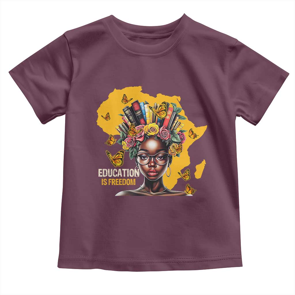 Education Is Freedom Toddler T Shirt Black Teacher Books Black History Month