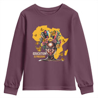 Education Is Freedom Youth Sweatshirt Black Teacher Books Black History Month