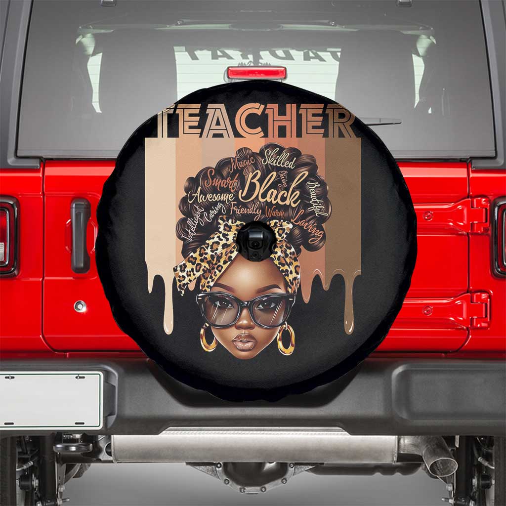 Black Teacher Magic Spare Tire Cover Black History Month Afro Hair Melanin