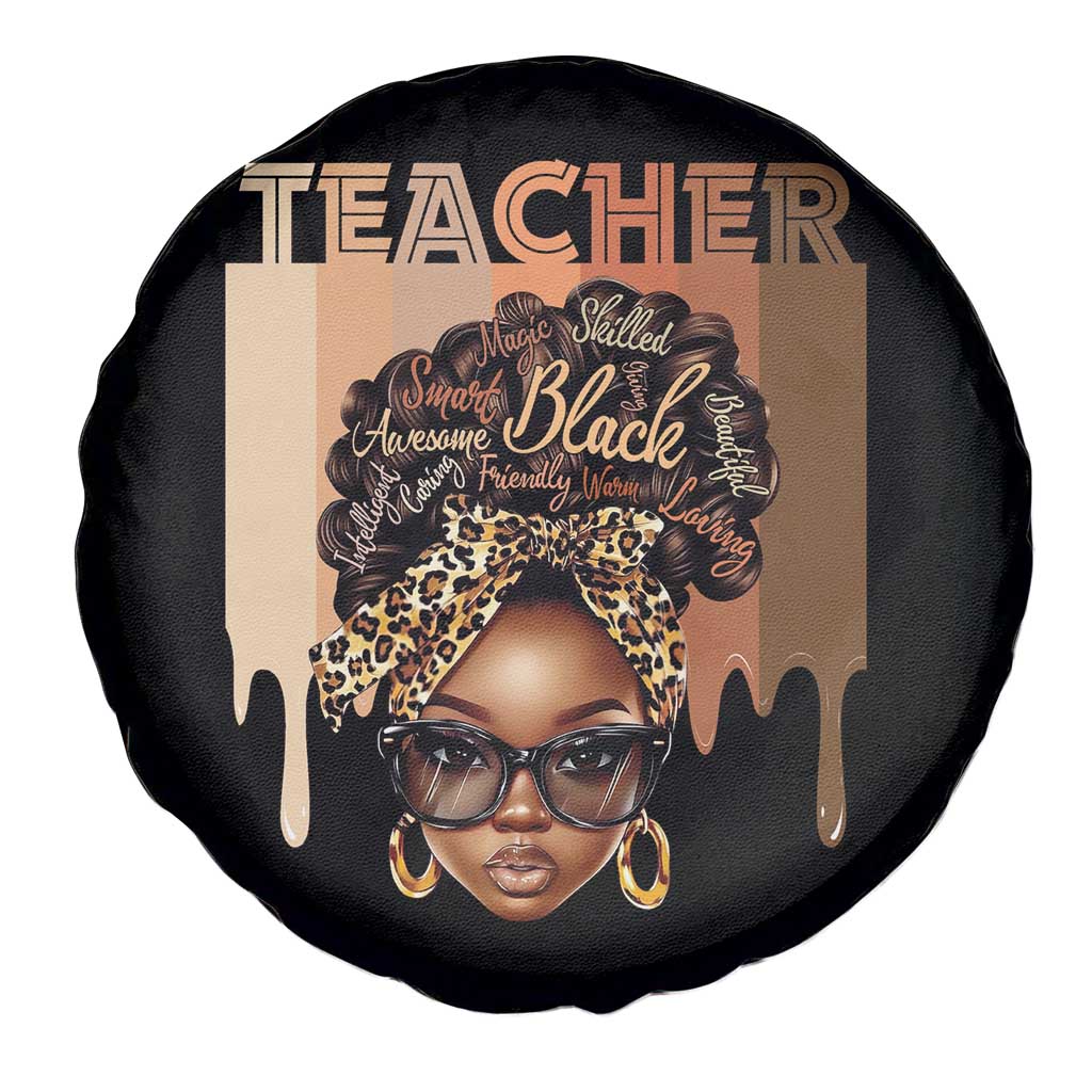 Black Teacher Magic Spare Tire Cover Black History Month Afro Hair Melanin