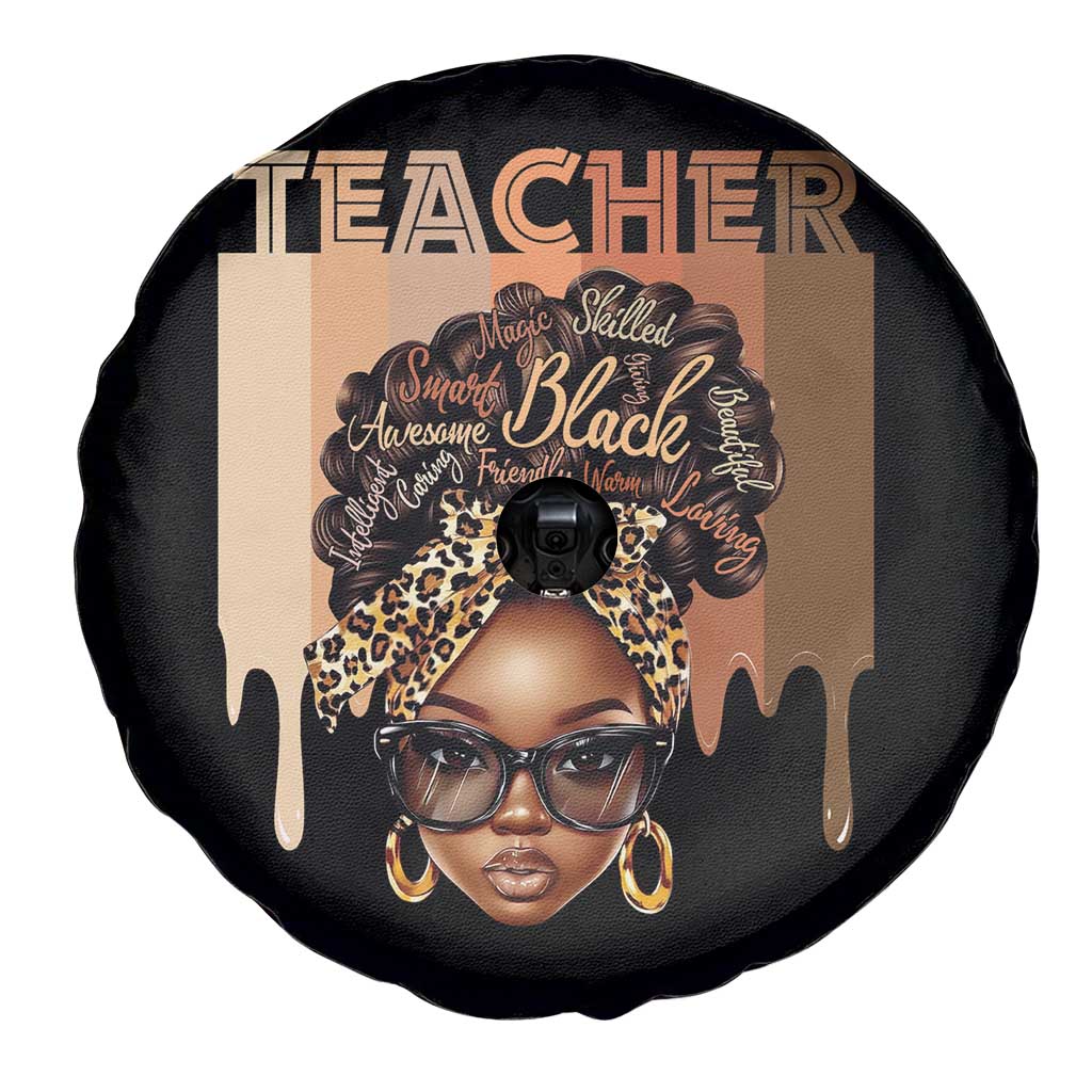 Black Teacher Magic Spare Tire Cover Black History Month Afro Hair Melanin