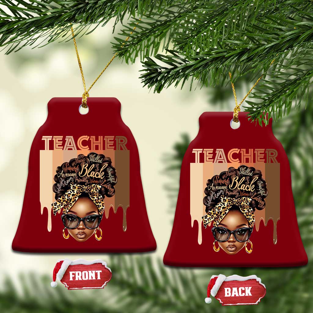Black Teacher Magic Ceramic Ornament Black History Month Afro Hair Melanin - Wonder Print Shop