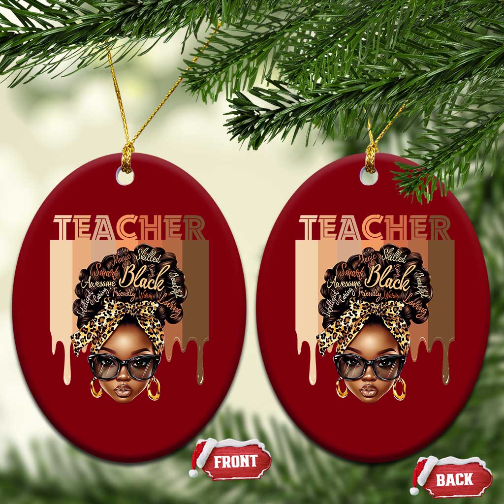 Black Teacher Magic Ceramic Ornament Black History Month Afro Hair Melanin - Wonder Print Shop