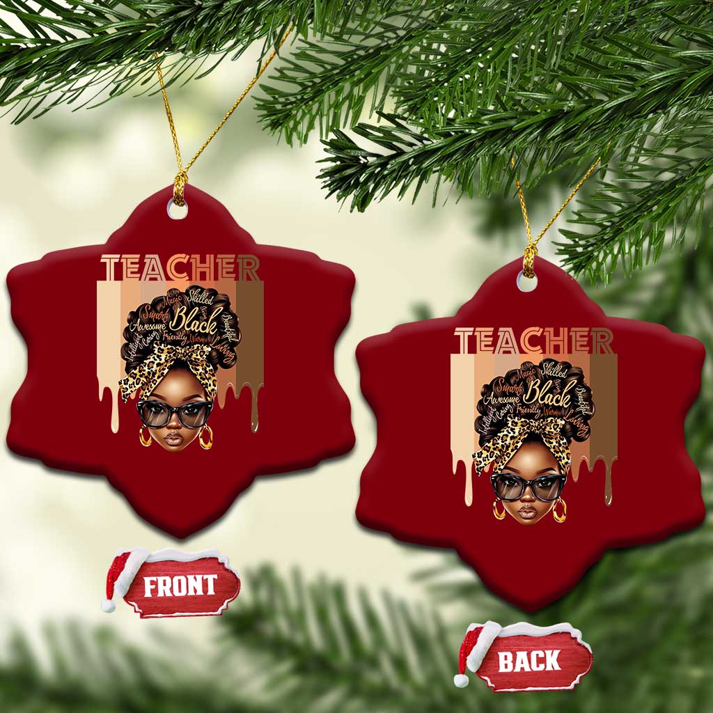 Black Teacher Magic Ceramic Ornament Black History Month Afro Hair Melanin - Wonder Print Shop