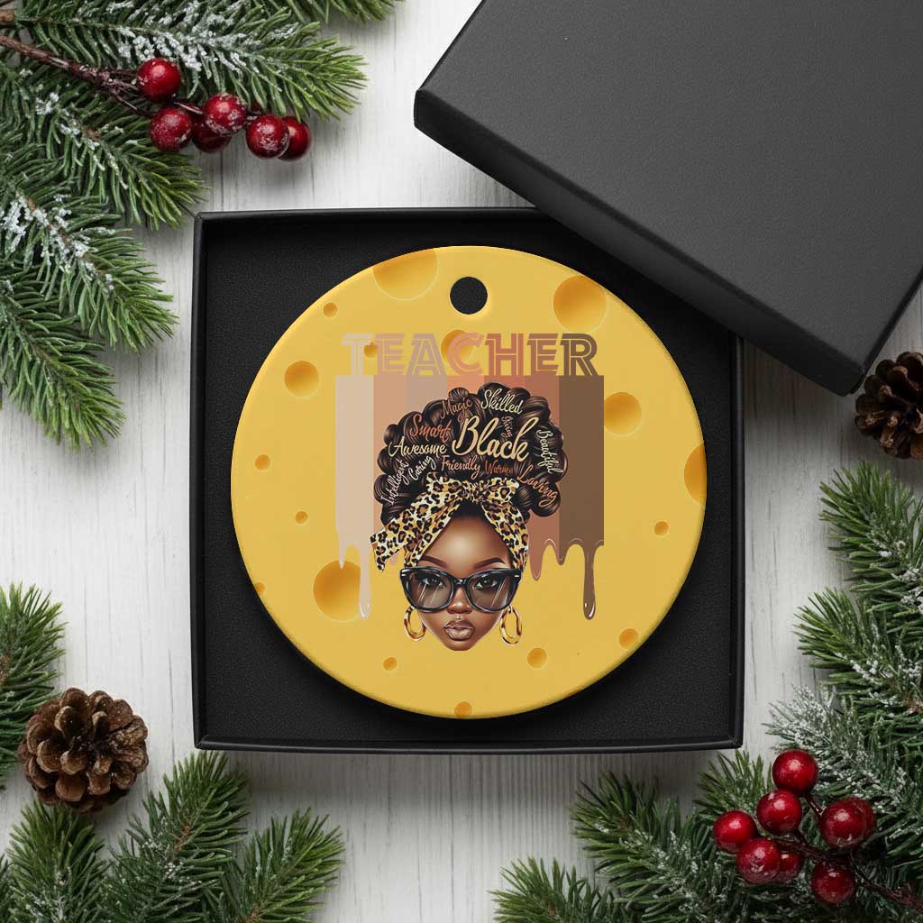 Black Teacher Magic Ceramic Ornament Black History Month Afro Hair Melanin - Wonder Print Shop