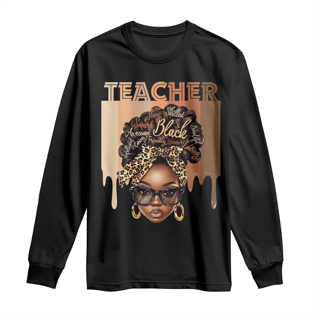 Black Teacher Magic Long Sleeve Shirt Black History Month Afro Hair Melanin
