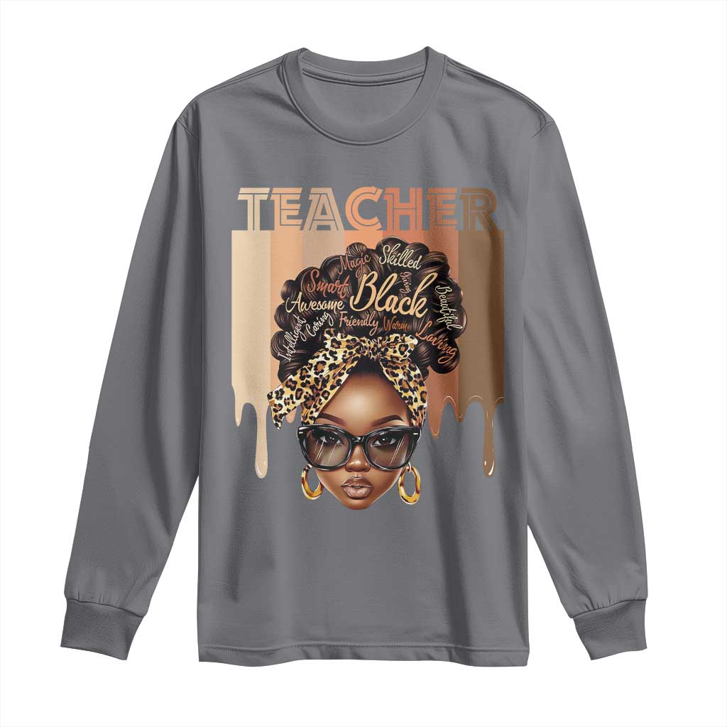 Black Teacher Magic Long Sleeve Shirt Black History Month Afro Hair Melanin