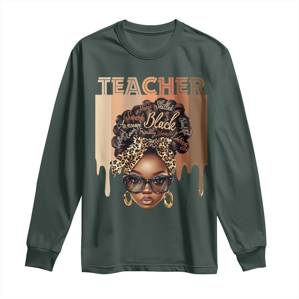 Black Teacher Magic Long Sleeve Shirt Black History Month Afro Hair Melanin