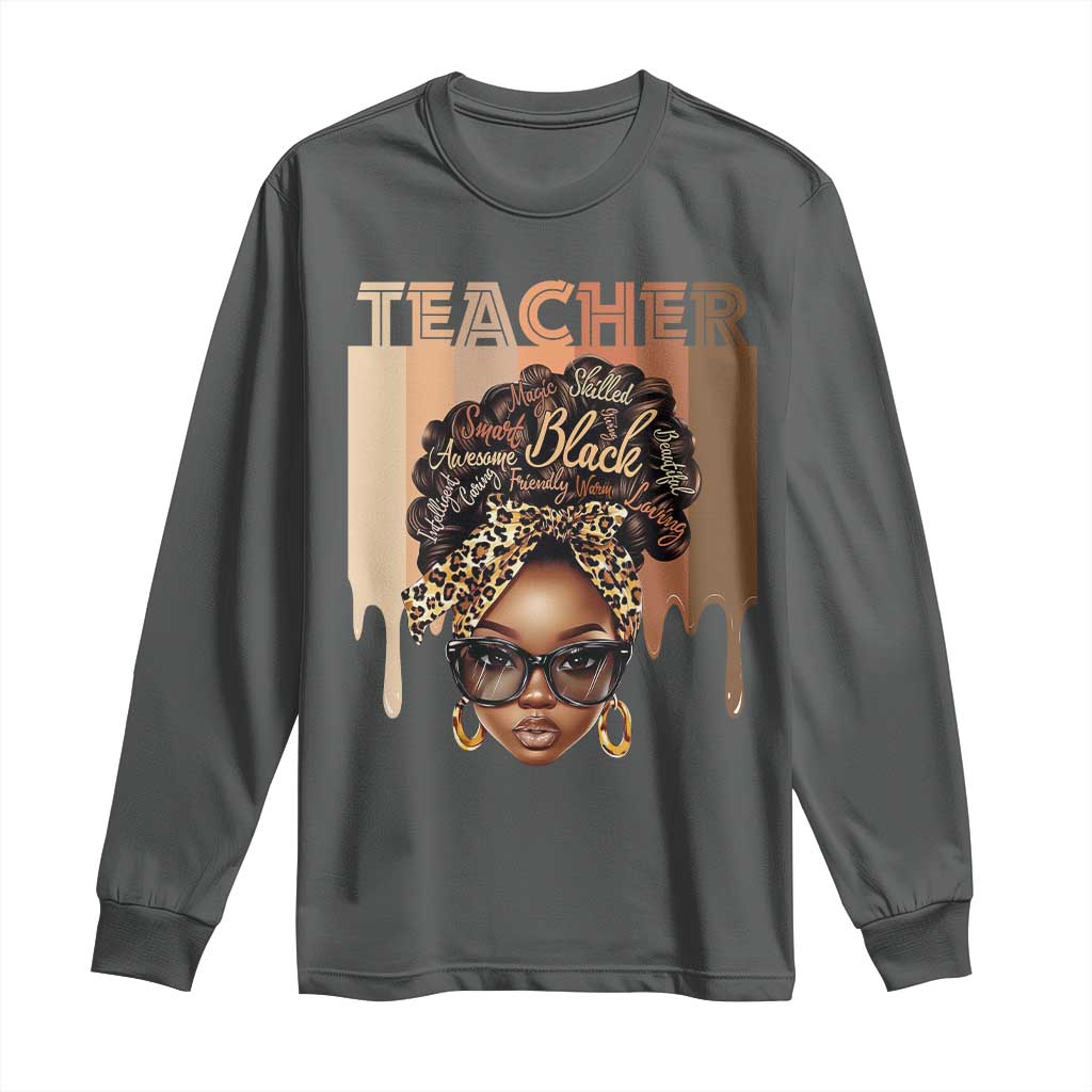 Black Teacher Magic Long Sleeve Shirt Black History Month Afro Hair Melanin