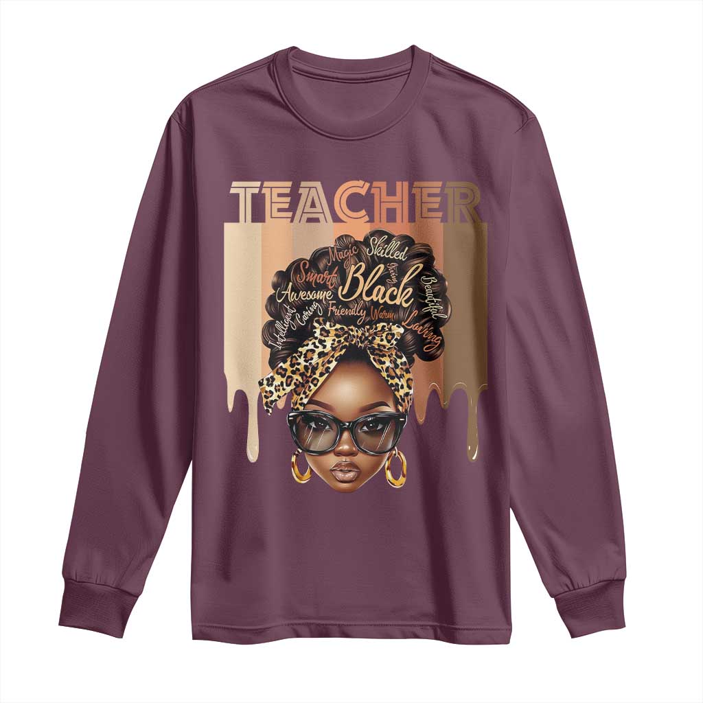 Black Teacher Magic Long Sleeve Shirt Black History Month Afro Hair Melanin