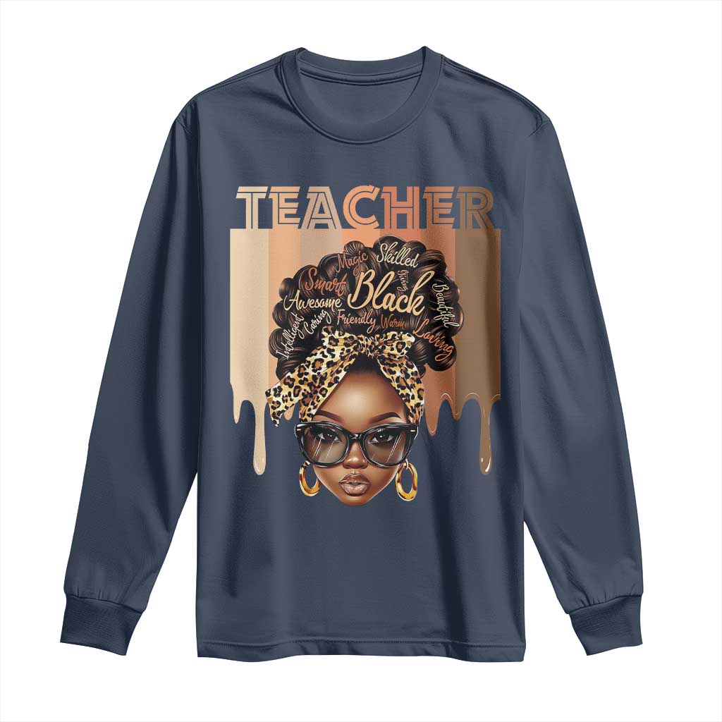 Black Teacher Magic Long Sleeve Shirt Black History Month Afro Hair Melanin