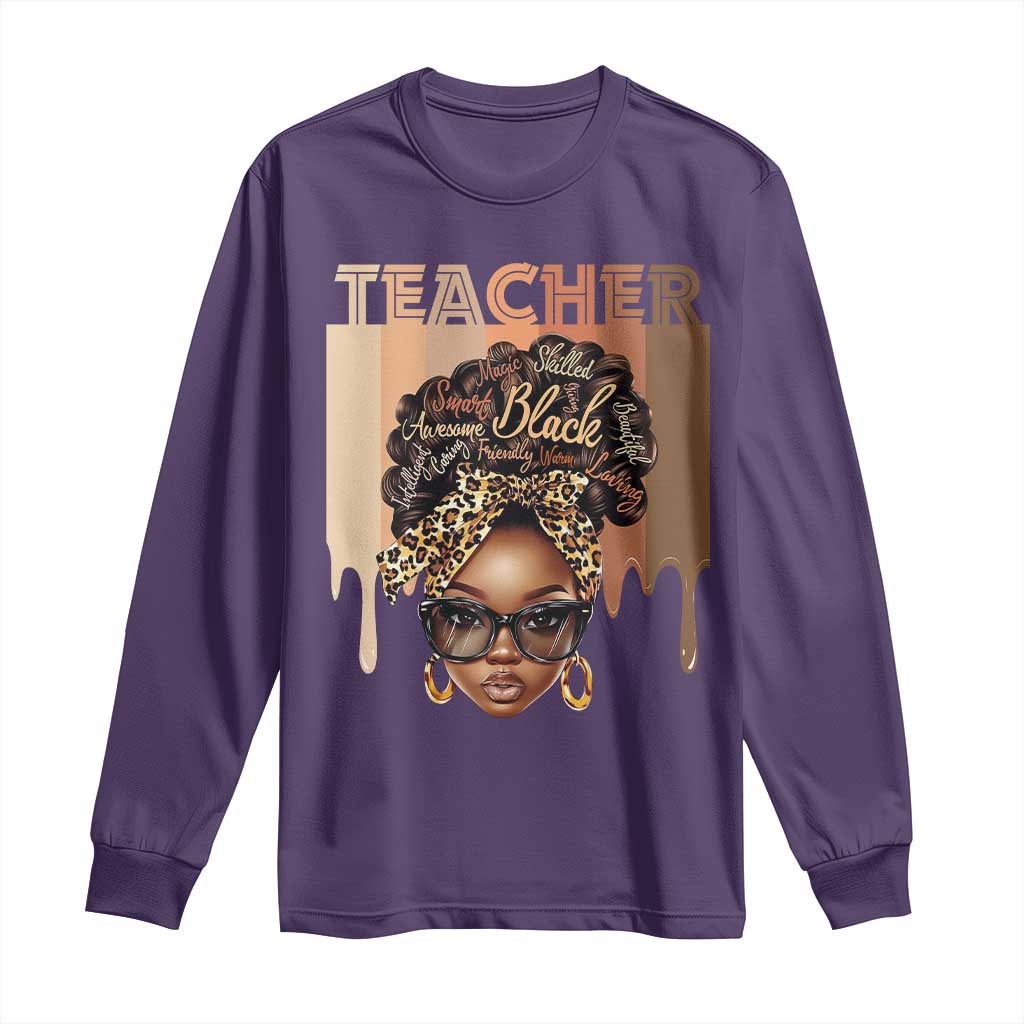 Black Teacher Magic Long Sleeve Shirt Black History Month Afro Hair Melanin