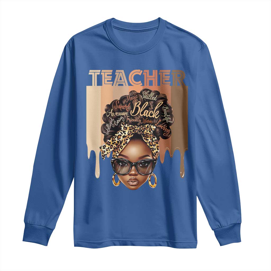 Black Teacher Magic Long Sleeve Shirt Black History Month Afro Hair Melanin