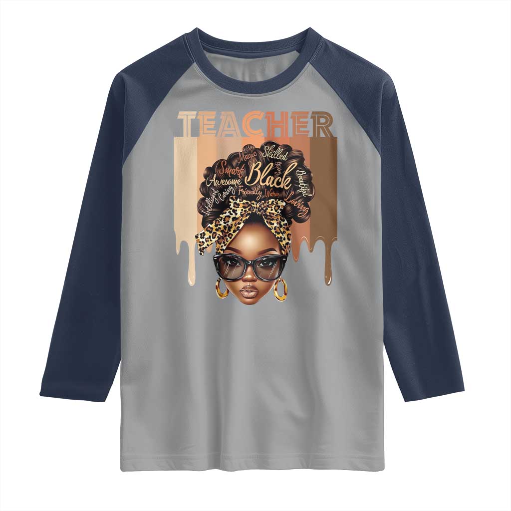 Black Teacher Magic Raglan Shirt Black History Month Afro Hair Melanin