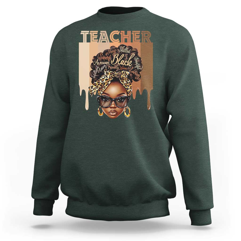Black Teacher Magic Sweatshirt Black History Month Afro Hair Melanin
