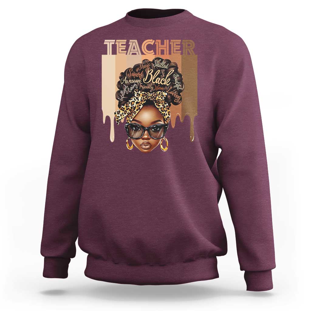 Black Teacher Magic Sweatshirt Black History Month Afro Hair Melanin