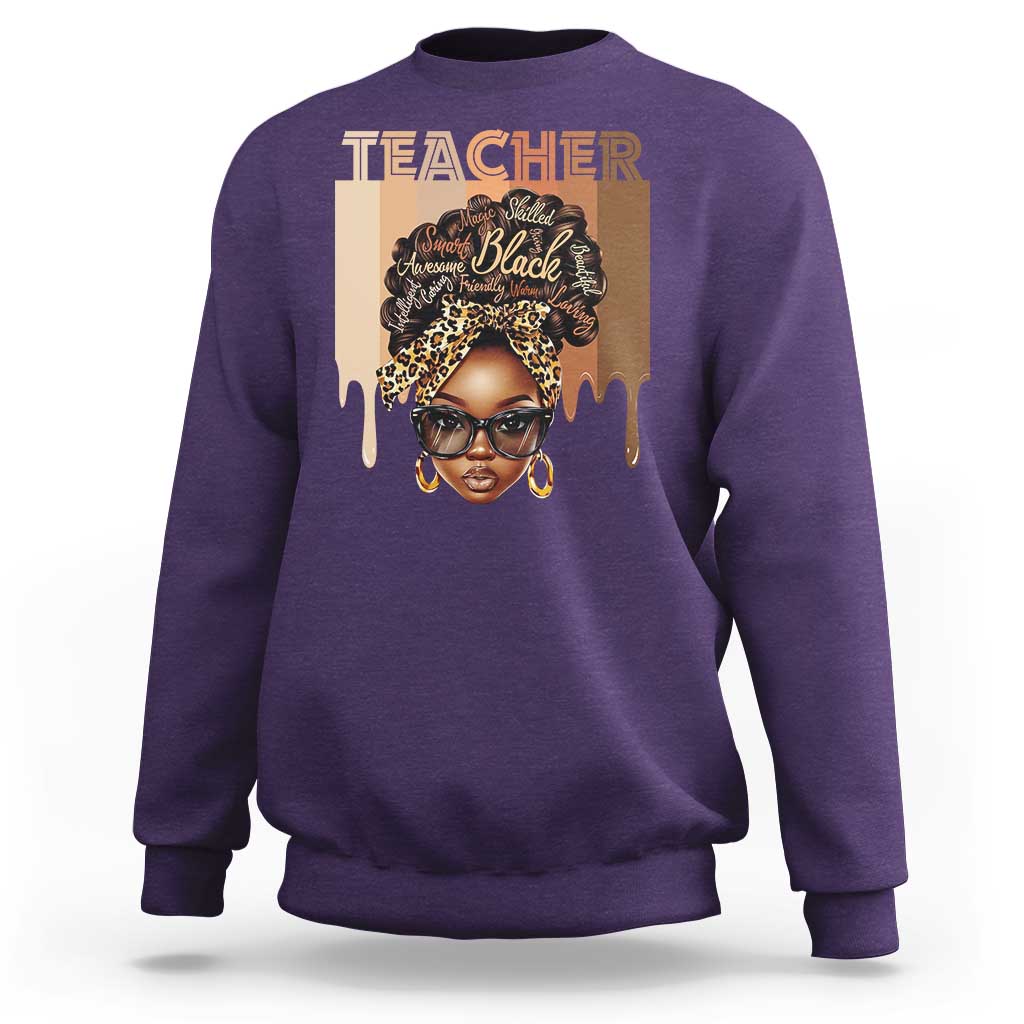 Black Teacher Magic Sweatshirt Black History Month Afro Hair Melanin