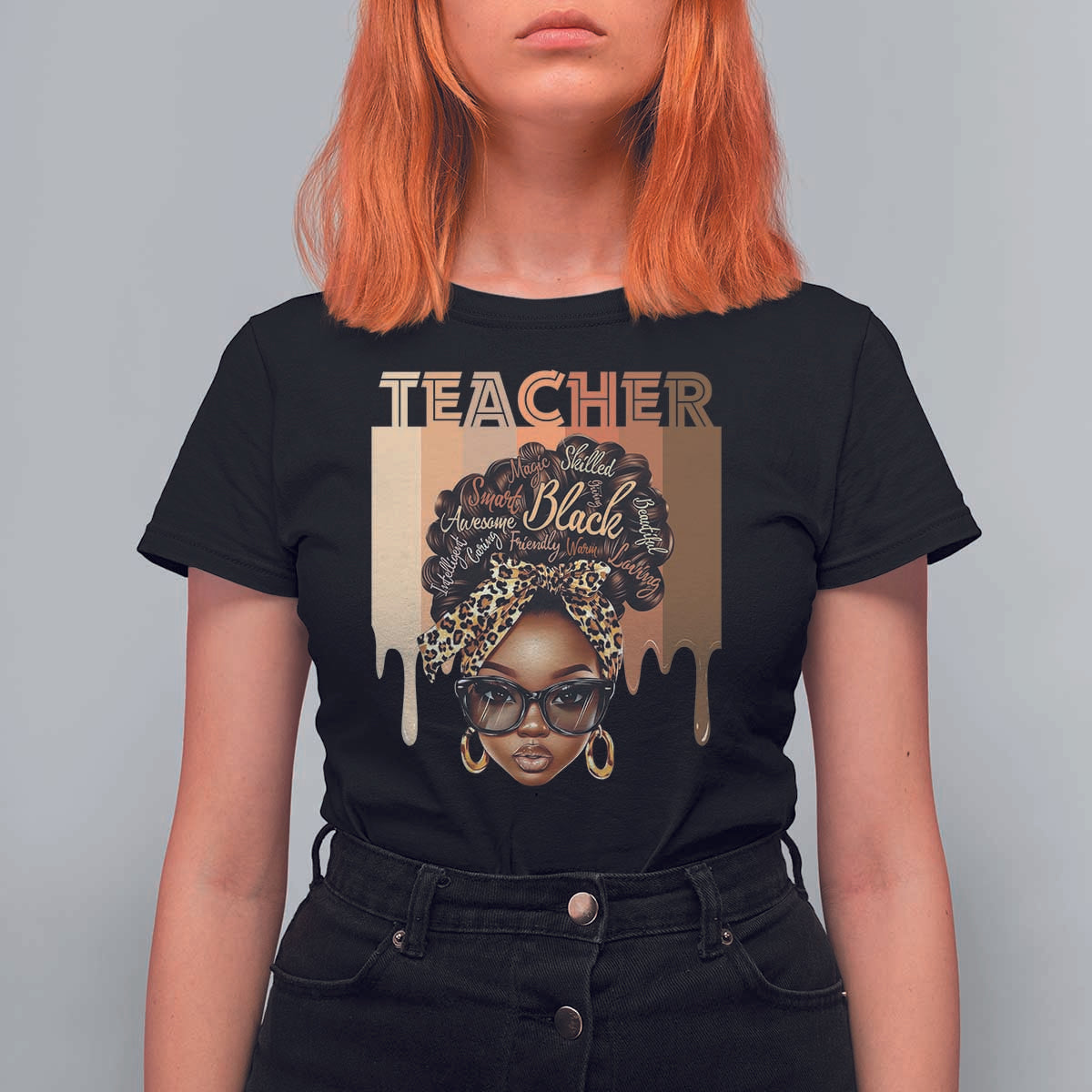 Black Teacher Magic T Shirt For Women Black History Month Afro Hair Melanin