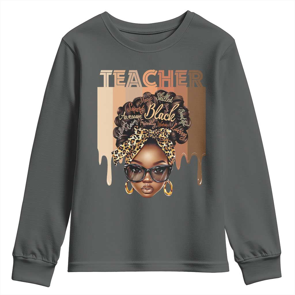 Black Teacher Magic Youth Sweatshirt Black History Month Afro Hair Melanin
