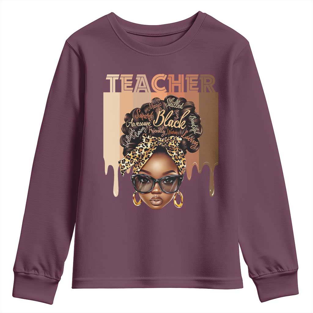 Black Teacher Magic Youth Sweatshirt Black History Month Afro Hair Melanin