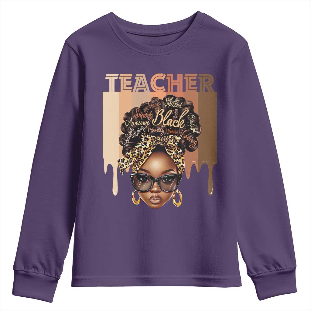 Black Teacher Magic Youth Sweatshirt Black History Month Afro Hair Melanin