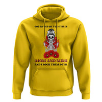 Funny Floral Skeleton Mom Hoodie God Gifted Me Two Titles Mom And Mimi Messy Bun Mother's Day
