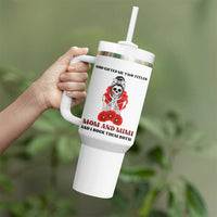 Funny Floral Skeleton Mom Tumbler With Handle God Gifted Me Two Titles Mom And Mimi Messy Bun Mother's Day