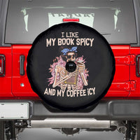 Reading Skeleton Spare Tire Cover I Like My Books Spicy And My Coffee Icy Book and Coffee Lovers