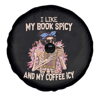Reading Skeleton Spare Tire Cover I Like My Books Spicy And My Coffee Icy Book and Coffee Lovers