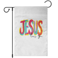 Jesus Loves You Colorful Brush Stroke Christian Garden Flag Faith Inspirational Religious Gift for Believers