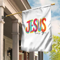Jesus Loves You Colorful Brush Stroke Christian Garden Flag Faith Inspirational Religious Gift for Believers