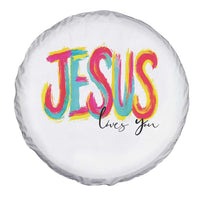 Jesus Loves You Colorful Brush Stroke Christian Spare Tire Cover Faith Inspirational Religious Gift for Believers
