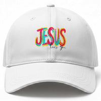 Jesus Loves You Colorful Brush Stroke Christian Baseball Cap Faith Inspirational Religious Gift for Believers