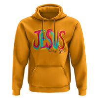 Jesus Loves You Colorful Brush Stroke Christian Hoodie Faith Inspirational Religious Gift for Believers