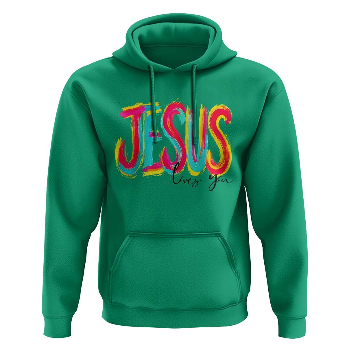 Jesus Loves You Colorful Brush Stroke Christian Hoodie Faith Inspirational Religious Gift for Believers