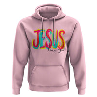 Jesus Loves You Colorful Brush Stroke Christian Hoodie Faith Inspirational Religious Gift for Believers