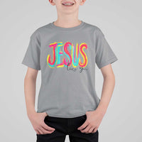 Jesus Loves You Colorful Brush Stroke Christian T Shirt For Kid Faith Inspirational Religious Gift for Believers