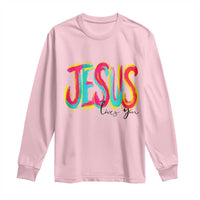 Jesus Loves You Colorful Brush Stroke Christian Long Sleeve Shirt Faith Inspirational Religious Gift for Believers