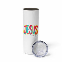 Jesus Loves You Colorful Brush Stroke Christian Skinny Tumbler Faith Inspirational Religious Gift for Believers