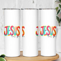 Jesus Loves You Colorful Brush Stroke Christian Skinny Tumbler Faith Inspirational Religious Gift for Believers