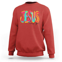 Jesus Loves You Colorful Brush Stroke Christian Sweatshirt Faith Inspirational Religious Gift for Believers