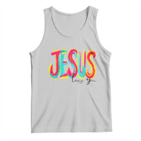 Jesus Loves You Colorful Brush Stroke Christian Tank Top Faith Inspirational Religious Gift for Believers