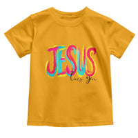 Jesus Loves You Colorful Brush Stroke Christian Toddler T Shirt Faith Inspirational Religious Gift for Believers