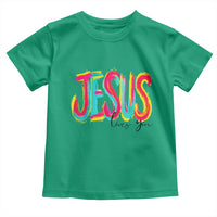 Jesus Loves You Colorful Brush Stroke Christian Toddler T Shirt Faith Inspirational Religious Gift for Believers