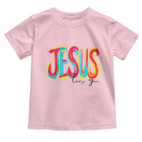 Jesus Loves You Colorful Brush Stroke Christian Toddler T Shirt Faith Inspirational Religious Gift for Believers