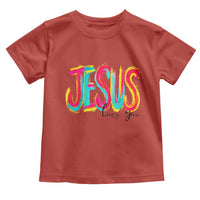 Jesus Loves You Colorful Brush Stroke Christian Toddler T Shirt Faith Inspirational Religious Gift for Believers