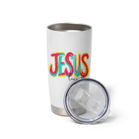 Jesus Loves You Colorful Brush Stroke Christian Tumbler Cup Faith Inspirational Religious Gift for Believers
